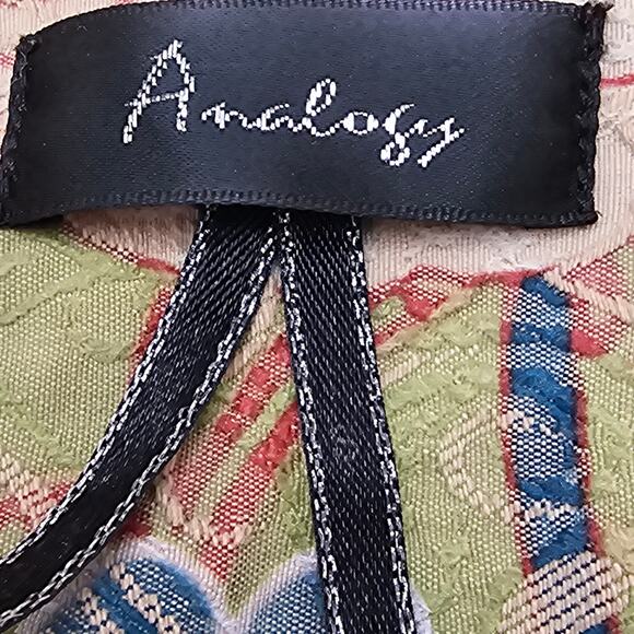 Analogy Womans size S Multicolored Floral Embroidered Denim Jean Jacket Blazer - Picture 6 of 8